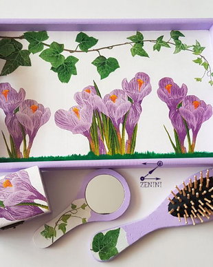 Set mot cu branduse, set pentru taierea motului cu floricele, set mov, set turta, set mot fetite