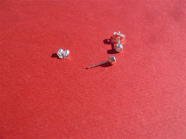 Baza cercei / Cercei mici cu zirconii din argint .925 aprox 3.5x12.5 mm