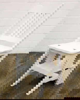 Scaun scara din lemn masiv alb