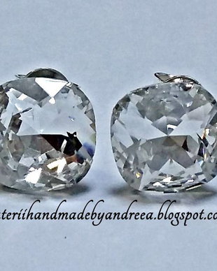 Cercei argint 925 cu piatra Swarovski Square 8mm Crystal