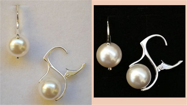 Cercei tortite inchise din argint 925 si perle Swarovski Pearl