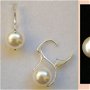 Cercei tortite inchise din argint 925 si perle Swarovski Crystal White Pearl