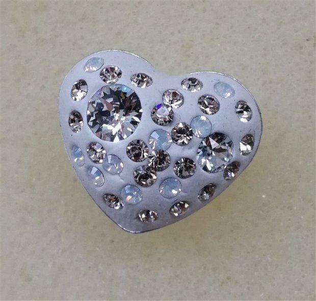 Set ceralun cercei si lantisor Argint si Swarovski Heart Crystal