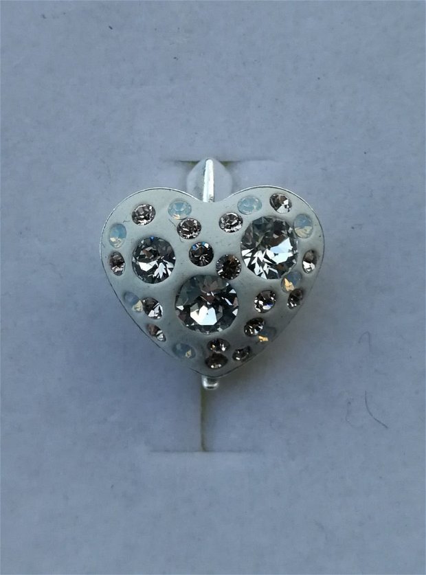 Set ceralun cercei si lantisor Argint si Swarovski Heart Crystal