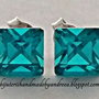 Cercei argint 925 cu piatra Swarovski Fancy Square 6mm Light Turquoise