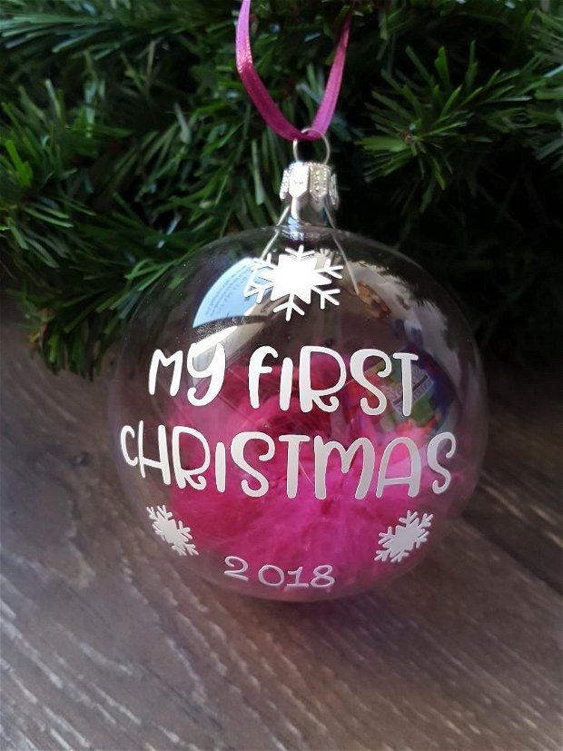 Globuri personalizate "My first Christmas" 8 cm