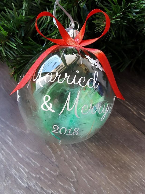 Glob personalizat "Married & Merry", 8 cm