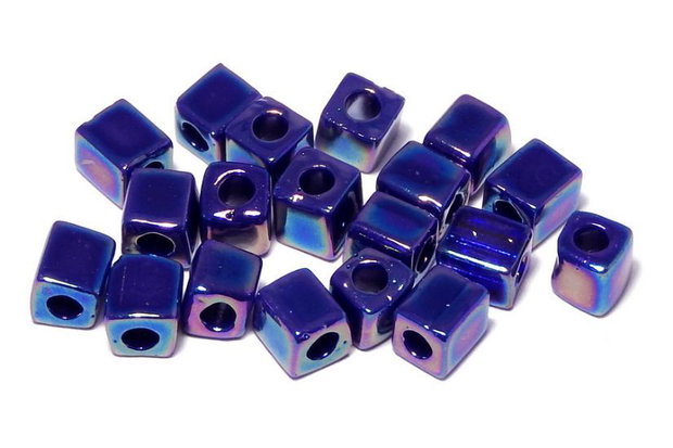Margele Miyuki Square 4 mm, Opaque Cobalt AB-0414R