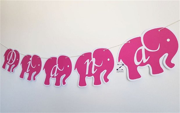 Ghirlanda botez elefanti, ghirlanda elefanti, banner elefanti, ghirlanda camera copilului, elefanti colorati