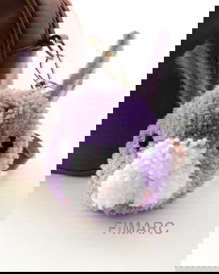 Purple Bunny Pom Pom - breloc pt.gheanta,ghiozdan,rucsac,de atarnat la oglinda masinii