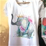 Tricouri set mama-fiica pictate cu elefanți