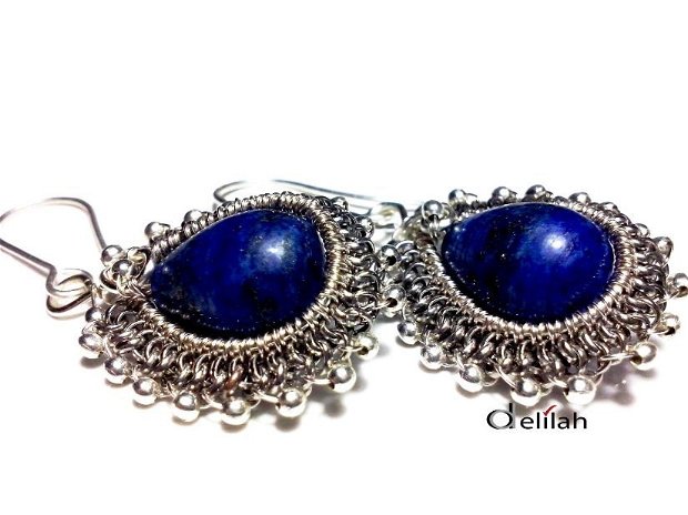 Cercei stil Victorian cu lapis lazuli