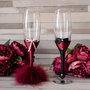 Set pahare miri cu pene burgundy