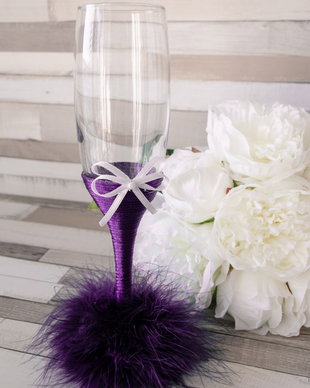 Set pahare miri cu pene violet