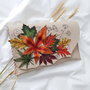poseta plic handmade unicat din piele naturala -Fall Leaves