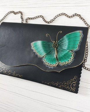 Plic handmade unicat - Green Butterfly