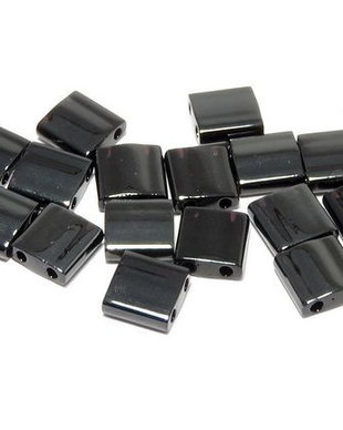Miyuki Tila Beads, 5x5 mm, Black Vacuum Hematite Full-55096