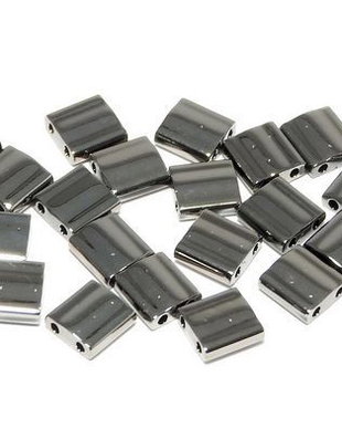 Miyuki Tila Beads, 5x5 mm, Black Full Chrome-55036