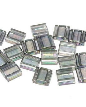 Miyuki Tila Beads, 5x5 mm, Dk Grey Rainbow Luster-2440D
