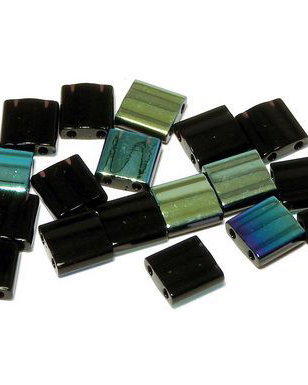 Miyuki Tila Beads, 5x5 mm, Black AB-4555