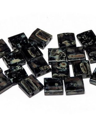 Miyuki Tila Beads, 5x5 mm, Opaque Smoky Black-4511