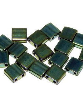 Miyuki Tila Beads, 5x5 mm, Metallic Green Iris-0468