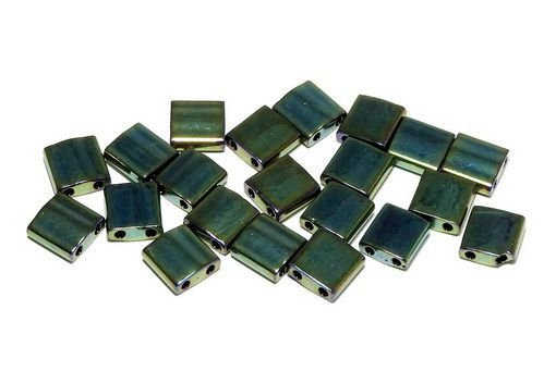 Miyuki Tila Beads, 5x5 mm, Metallic Green Iris-0468