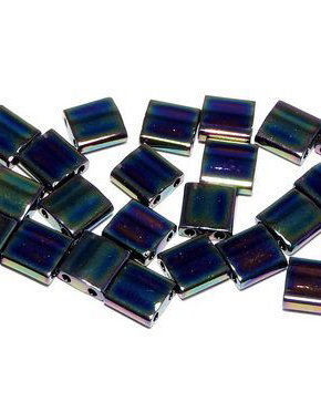 Miyuki Tila Beads, 5x5 mm, Metallic Variegated Blue Iris-0455