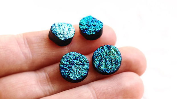 Cabochoane agat titanium druzy electroplacate -4 buc - C66