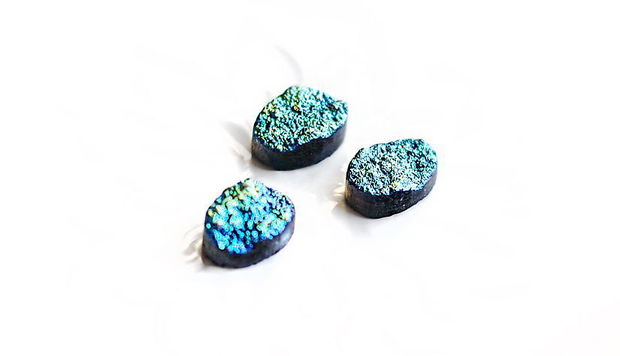 Cabochoane agat titanium druzy electroplacate - 3 buc - C66