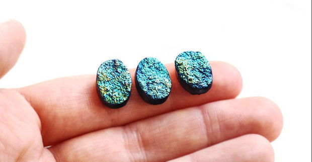 Cabochoane agat titanium druzy electroplacate - 3 buc - C66