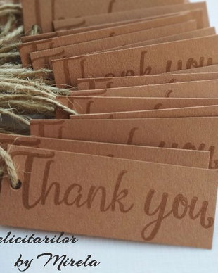 Set 35 etichete craft cu mesajul thank you