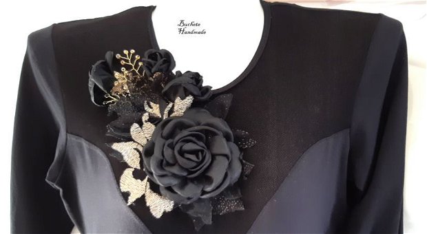 Aplicatie rochie de gala/Brosa /Flori textile