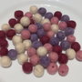 K0501 - MIX(59b) - Bile fetru, lana impaslita, 10-12mm, alb unt, roz prafuit, lila, fuchsia