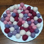 K0500 - Mix(20buc) - Bile fetru, lana impaslita, diferite culori, dimensiuni, combinatii, alb, roz prafuit, lila, fuchsia, 20-15mm