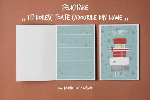 Felicitare de  Craciun "Iti doresc toate cadourile din lume"