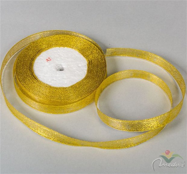 Banda decor auriu cu sclipici- 1.2 cm, 22 m lungime