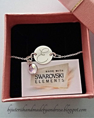 Bratara argint 925 cu link infinit argint 925 gravat si charm Swarovski