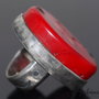 Inel supradimensionat din coral, argint 925, inel mare, inel statement, coral rosu