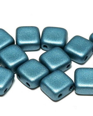 CzechMates Tile, 6x6 mm, Alabaster Metallic Aqua-29436
