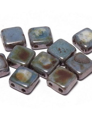 CzechMates Tile, 6x6 mm, Alabaster Blue Luster-65431