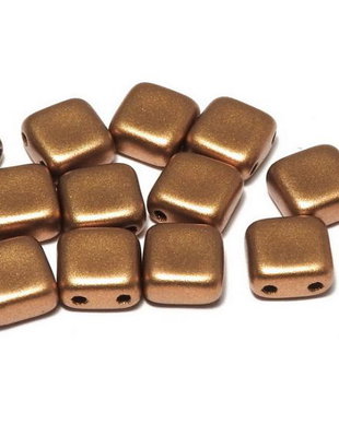 CzechMates Tile, 6x6 mm, Alabaster Metallic Brass-29415