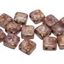 CzechMates Tile, 6x6 mm, Alabaster Lila Gold Luster-15695
