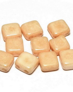 CzechMates Tile, 6x6 mm, Alabaster Champagne Luster-14413