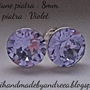 Cercei argint 925 cu piatra Swarovski Chaton 8mm Violet