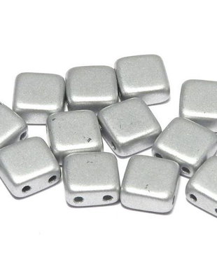 CzechMates Tile, 6x6 mm, Alabaster Metallic Silver-29405