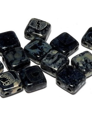 CzechMates Tile, 6x6 mm, Jet Picasso-43400