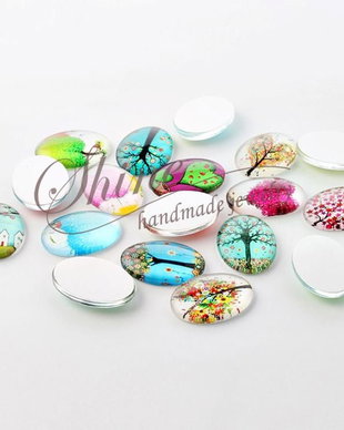 Cabochon oval cu arbori, 25x18x6mm