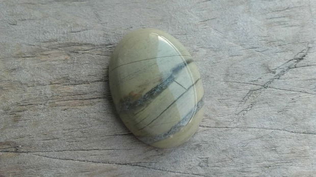 Cabochon silver leaf jasper, 30x22 mm