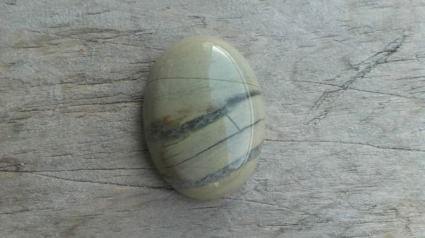 Cabochon silver leaf jasper, 30x22 mm